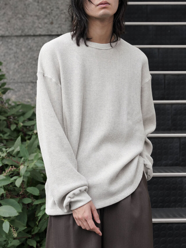 YOKO SAKAMOTO "THERMAL L/S CREW NECK" - OATMEAL