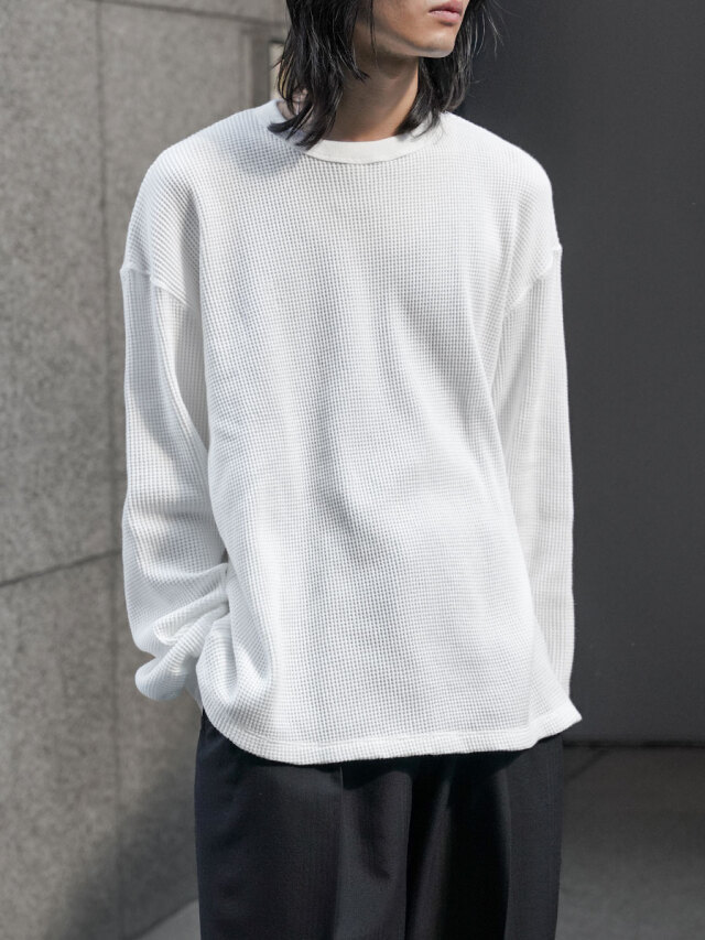 YOKO SAKAMOTO "THERMAL L/S CREW NECK" - WHITE