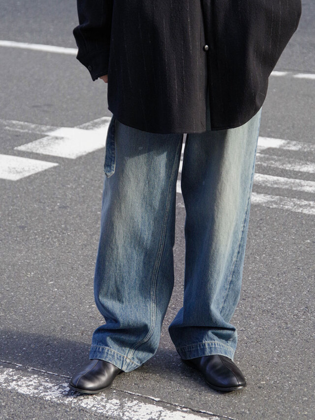 YOKO SAKAMOTO "BELTED TROUSERS" - FADE INDIGO