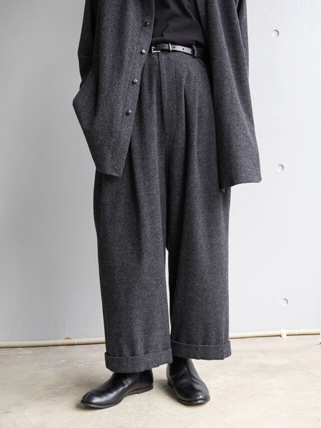 YOKO SAKAMOTO "DOUBLE PLEATED CROPPED TROUSERS" - HOUNDSTOOTH