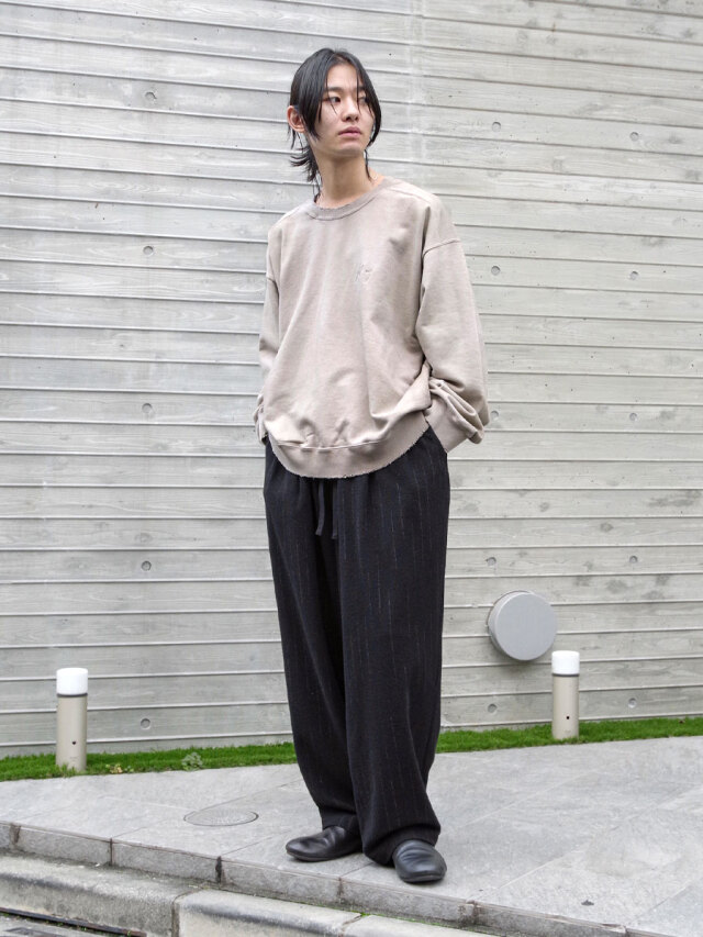 【美品】  YOKO SAKAMOTO / ヨーコサカモト | 2025AW | Double Pleated Wide Easy Pantsカシミヤ混 ワイドパンツ / STRIPE | M | ブラック | メンズ 2025AW】 YOKO SAKAMOTO (ヨーコサカモト) 