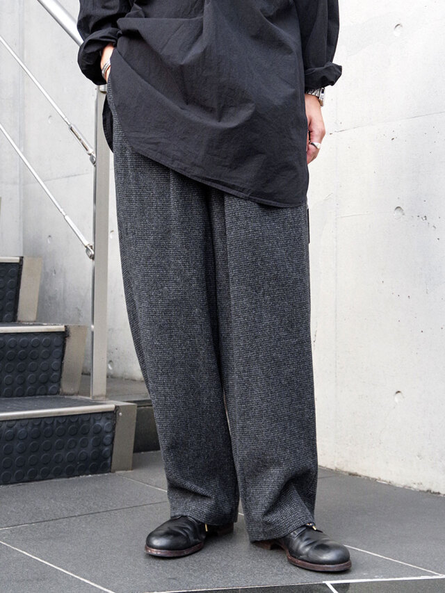 YOKO SAKAMOTO "DOUBLE PLEATED WIDE EASY PANTS" - HOUNDSTOOTH