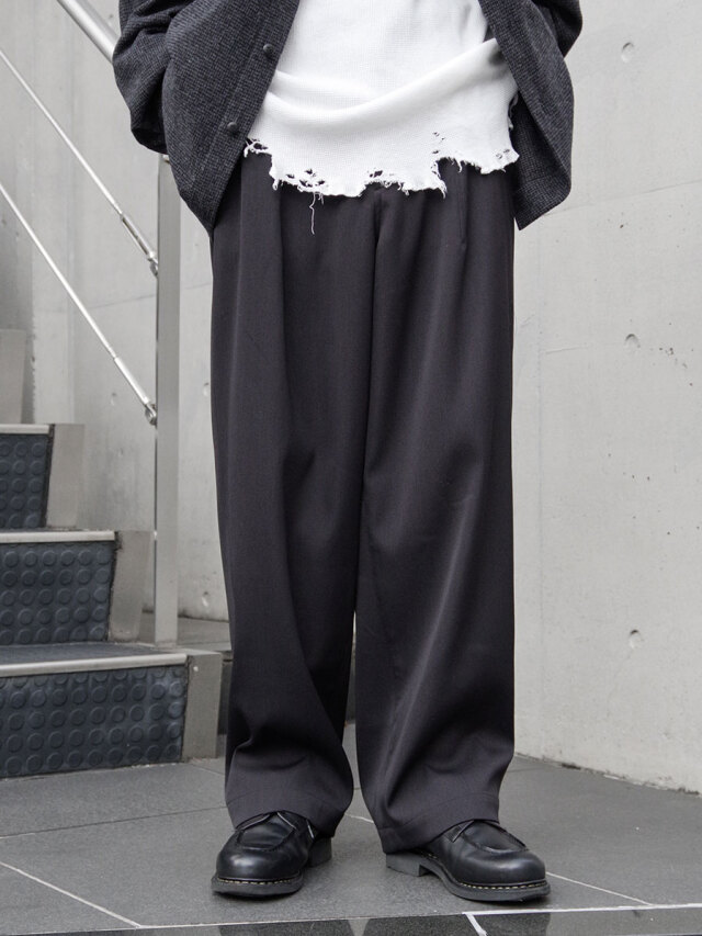 soe "Darts Wide Trousers" BLACK