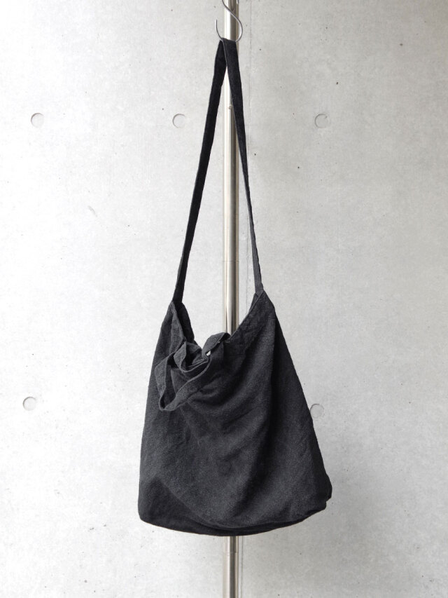 YOKO SAKAMOTO "RESEARCHER BAG - LARGE" - SILK / LINEN - CHARCOAL GRAY