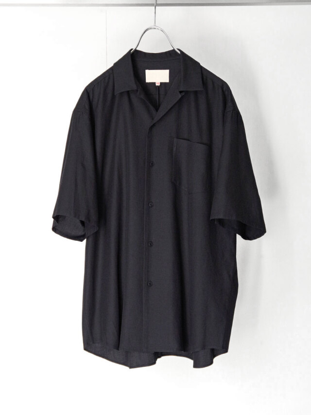 YOKO SAKAMOTO "OPEN COLLAR S/S SHIRT" - BLACK