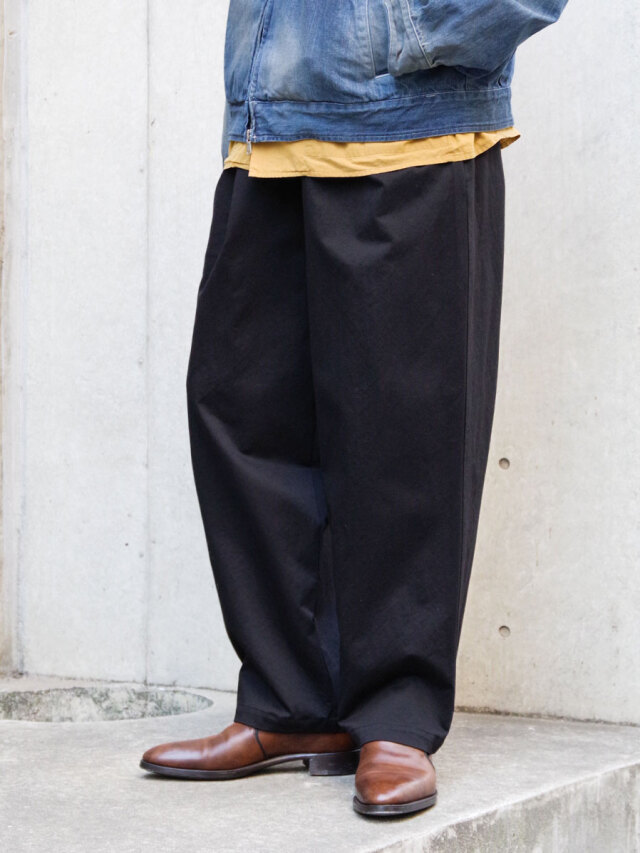 YOKO SAKAMOTO "DOUBLE PLEATED WIDE EASY PANTS" - BLACK