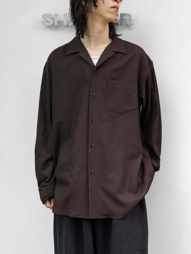 YOKO SAKAMOTO "OPEN COLLAR SHIRT" - BROWN