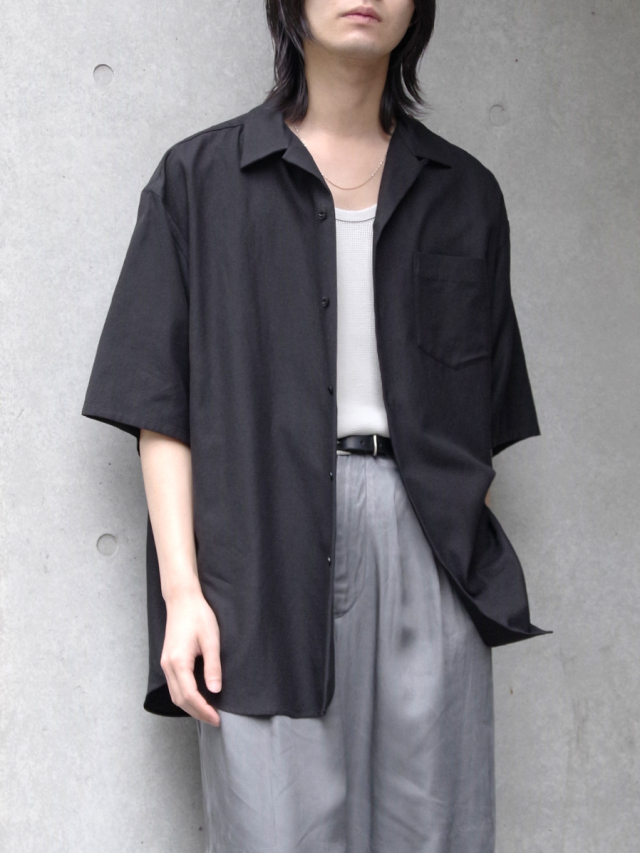 YOKO SAKAMOTO "OPEN COLLAR S/S SHIRT" - BLACK