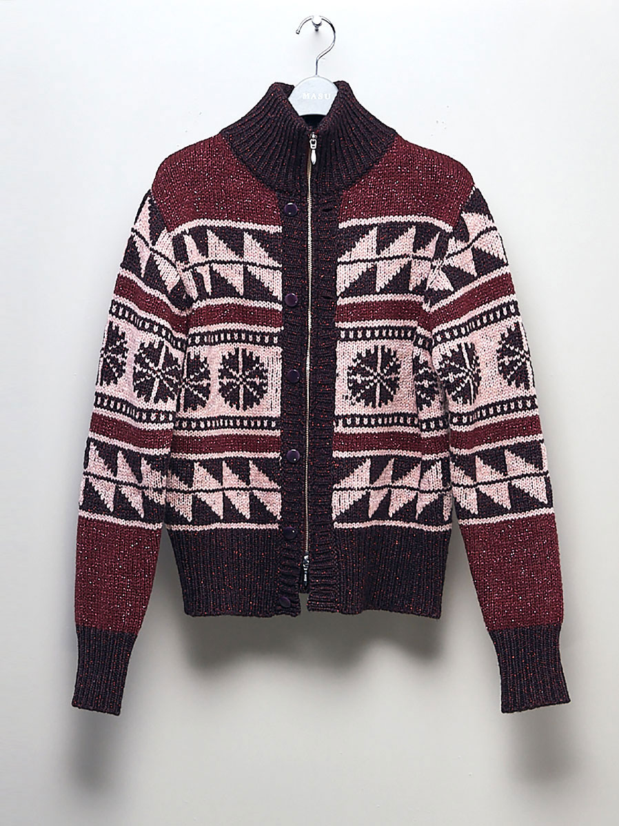 MASU "ZIP-UP TWINKLE COWICHAN CARDIGAN" - GRAPE