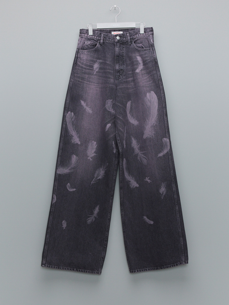 パンツ MASU 24AW FEATHER BAGGY JEANS - BLACK 2024AW】 MASU (マス/エムエーエスユー) 
