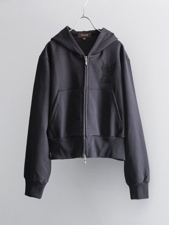 masu パーカー　46 WILDSIDE x M A S U CUT WORK ZIP-UP HOODIE(46 BLACK): MASU