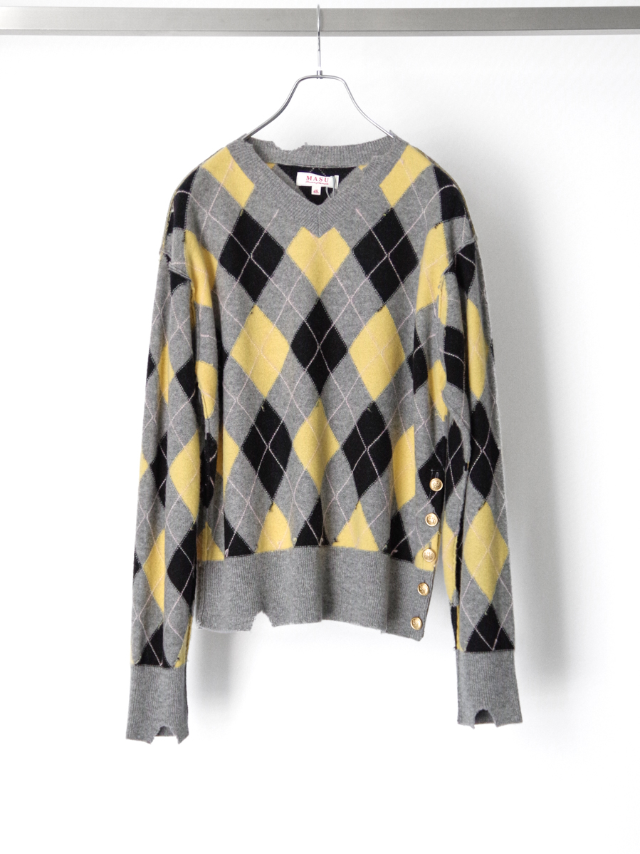MASU "DIAMOND SCRAPED SWEATER" - LEMON