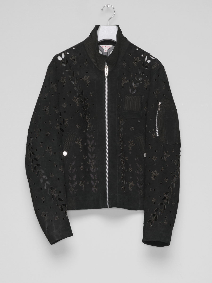 MASU "IVY HOLE LEATHER FLIGHT JACKET" - BLACK