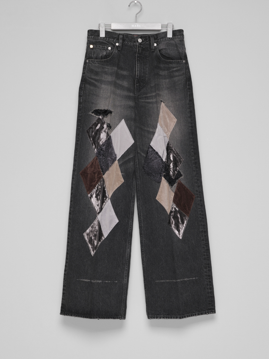 MASU "MB DIAMOND WIDE JEANS" - BLACK