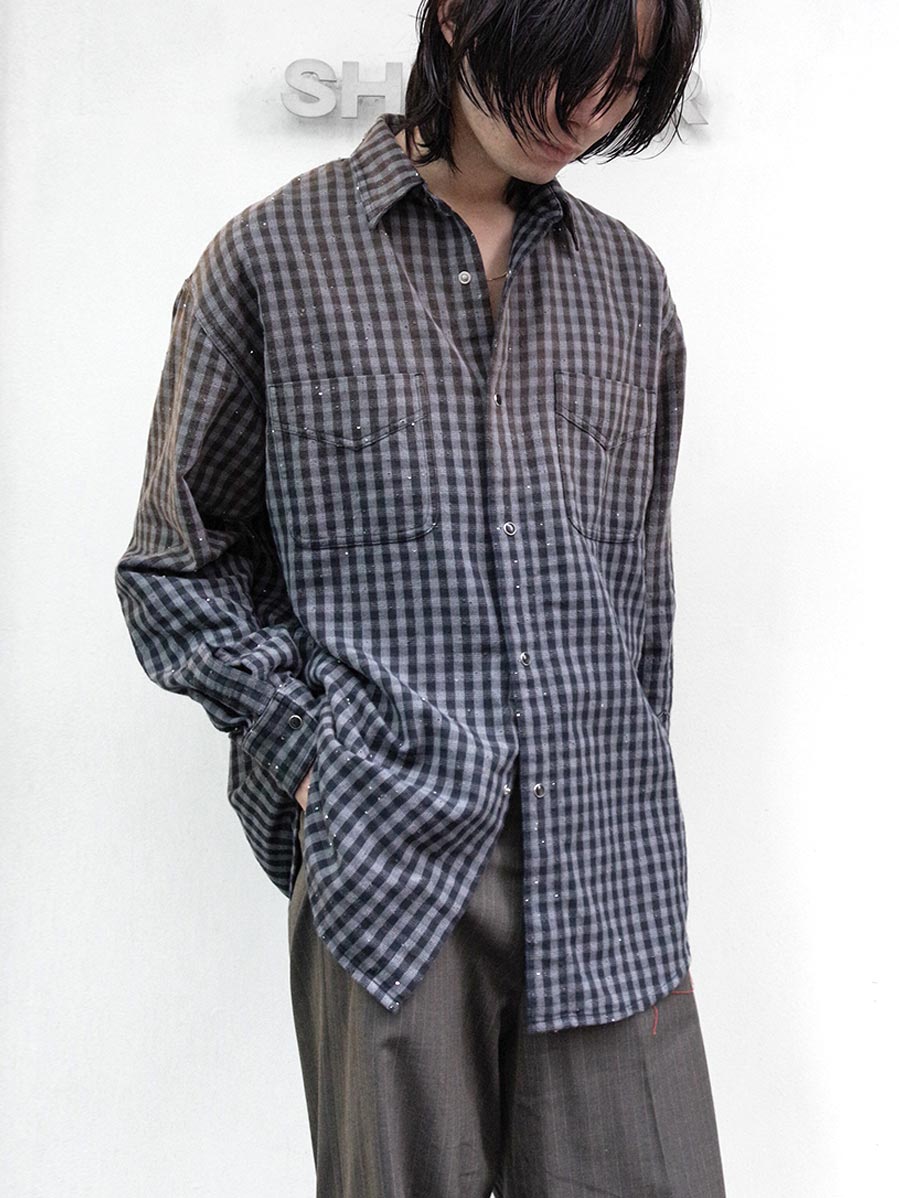 ポ*酢様 FADED SPARKLING PLAID SHIRT 26ss 44 MASU（エムエーエスユー） 