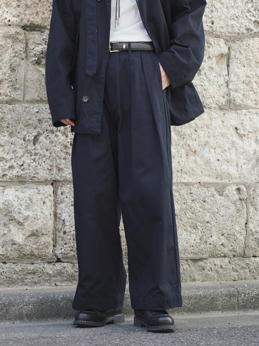 my beautiful landlet "MILITARY CLOTH TUCK WIDE PANTS" - NAVY