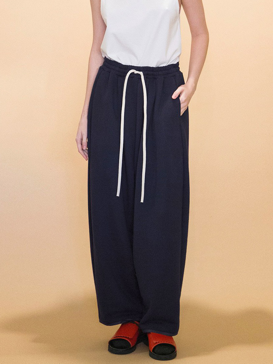 my beautiful landlet "30/7 TIGHT TENION FLEECY FABRIC EASY PANTS" - NAVY