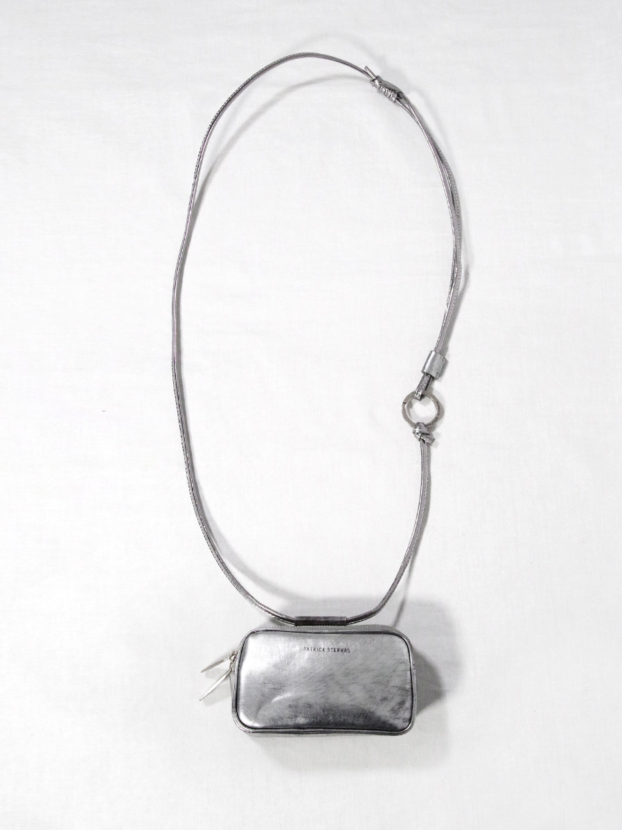 PATRICK STEPHAN "Leather micro shoulder bag 'double zip'" #213ABG06 - SCRATCH SILVER