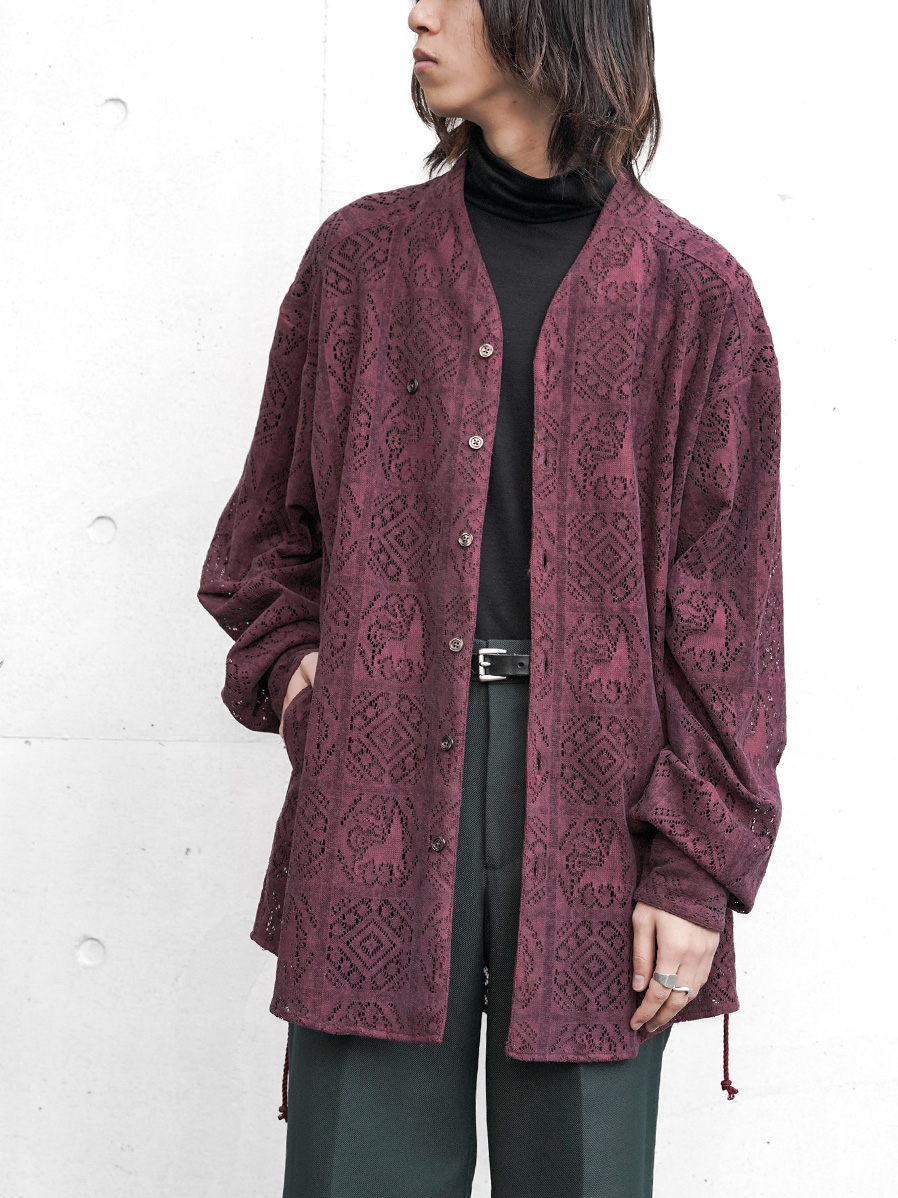 Sasquatchfabrix. "VELVET LACE WA-NECK SHIRT" - DARK PURPLE