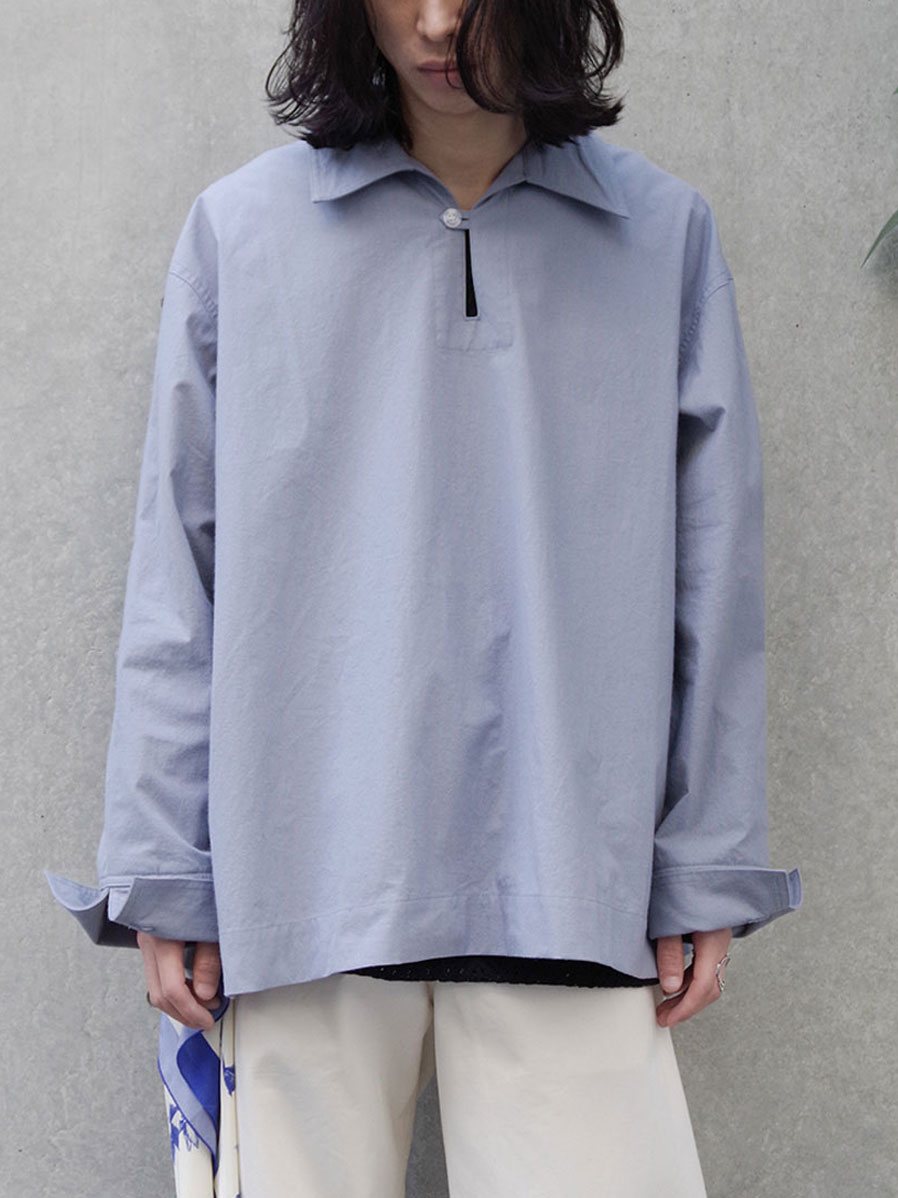 2023SS SHINYAKOZUKA PoloWander プルオーバーシャツ SHINYAKOZUKA (シンヤコヅカ) HIS WORK SHIRT (BLUE) [SHINYA
