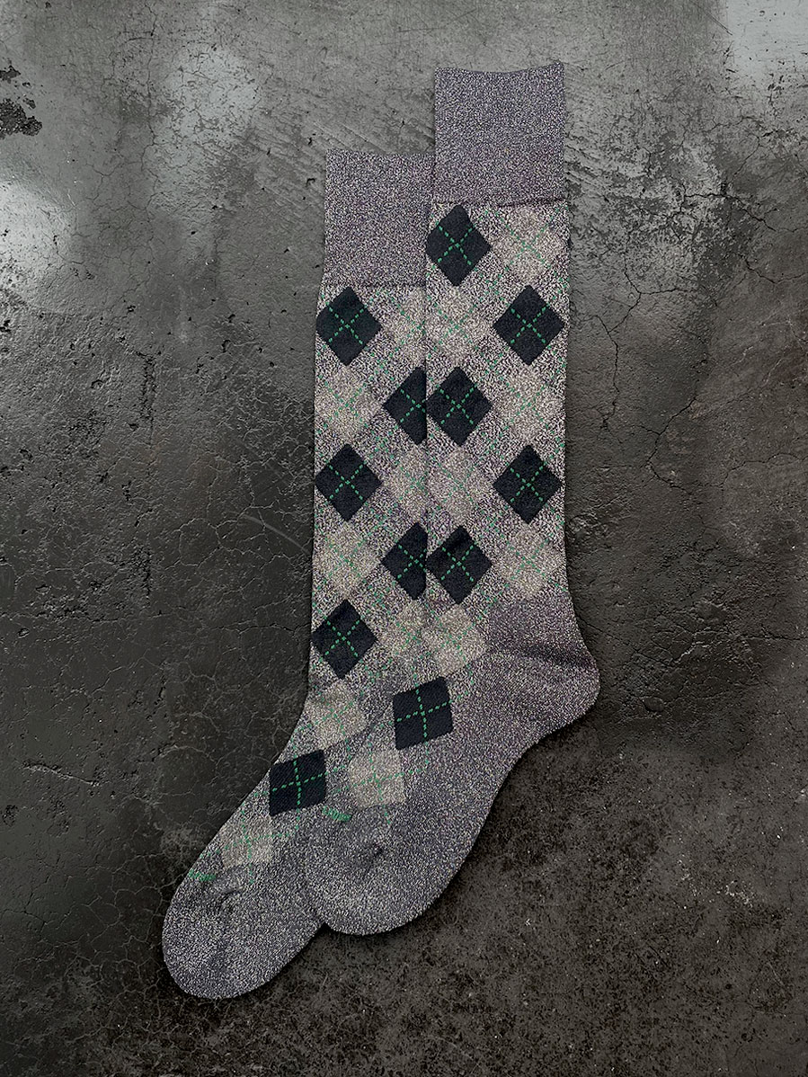 BED J.W. FORD "Argyle Glitter Long Socks" - Gray