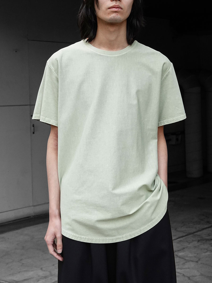 soe "Over Dye Round Hem Tall Tee" - FADED L.GREEN