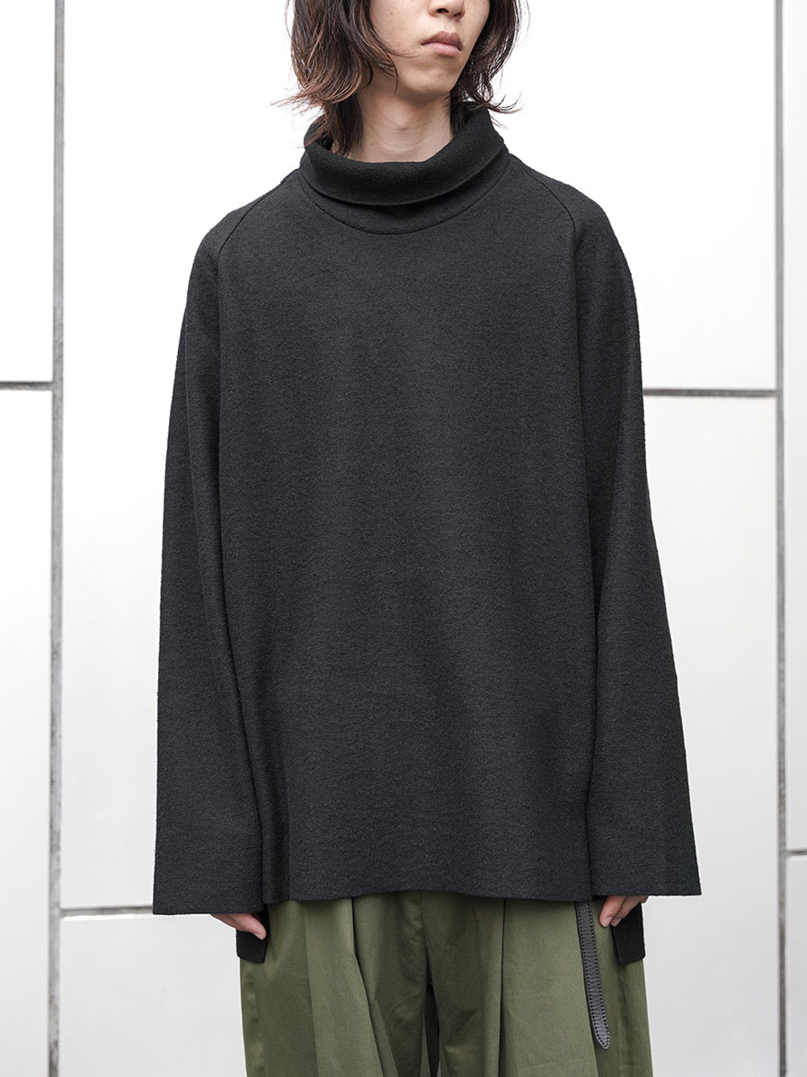 VOAAOV "WOOL RING JERSEY HI-NECK PULLOVER" - BLACK