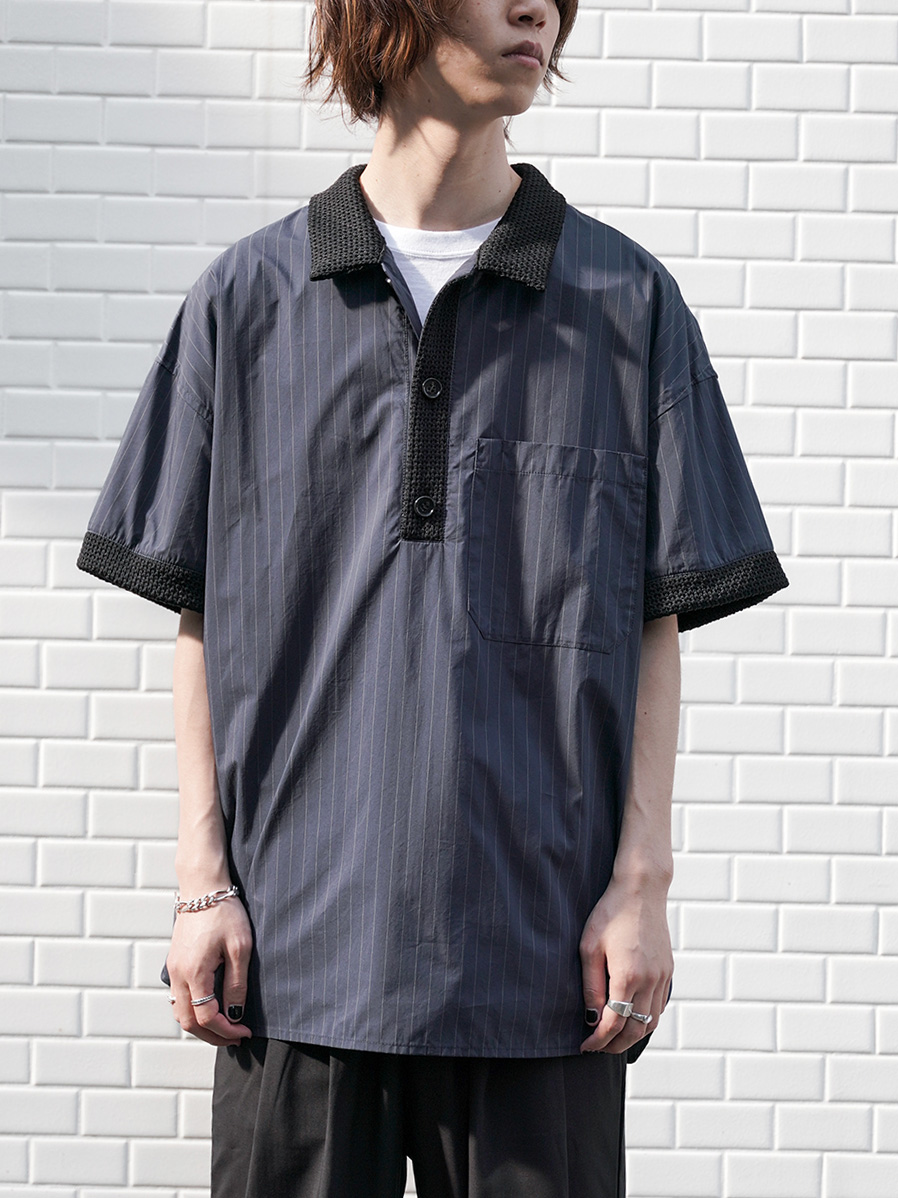 VOAAOV "C/N DRY WASH STRIPE POLO SHIRT"