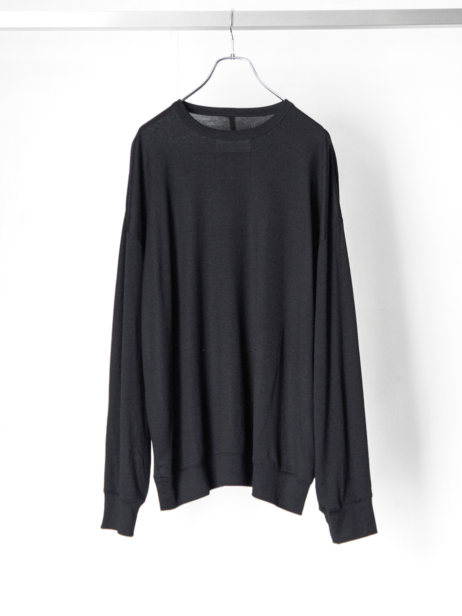 VOAAOV "RELUX WOOL Oversize L/S T-Shirt" - BLACK