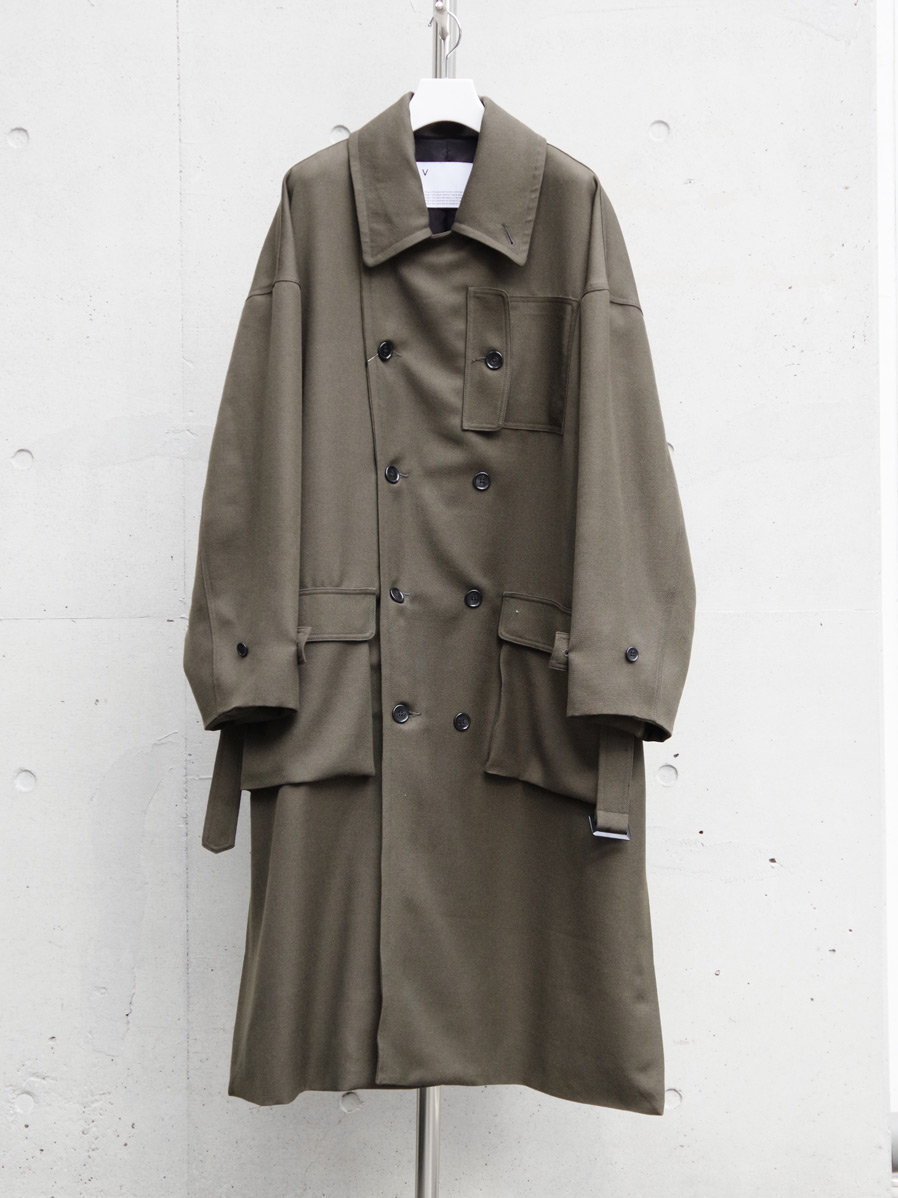 VOAAOV "BISHU WOOL ONI SURGE Trench Coat" - OLIVE