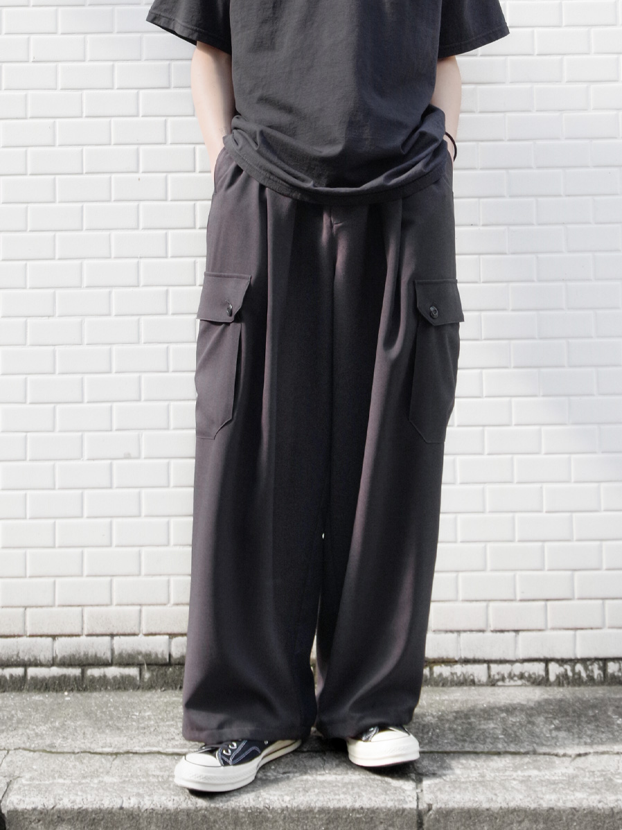 VOAAOV "GABERDINE CARGO PANTS" - CHARCOAL