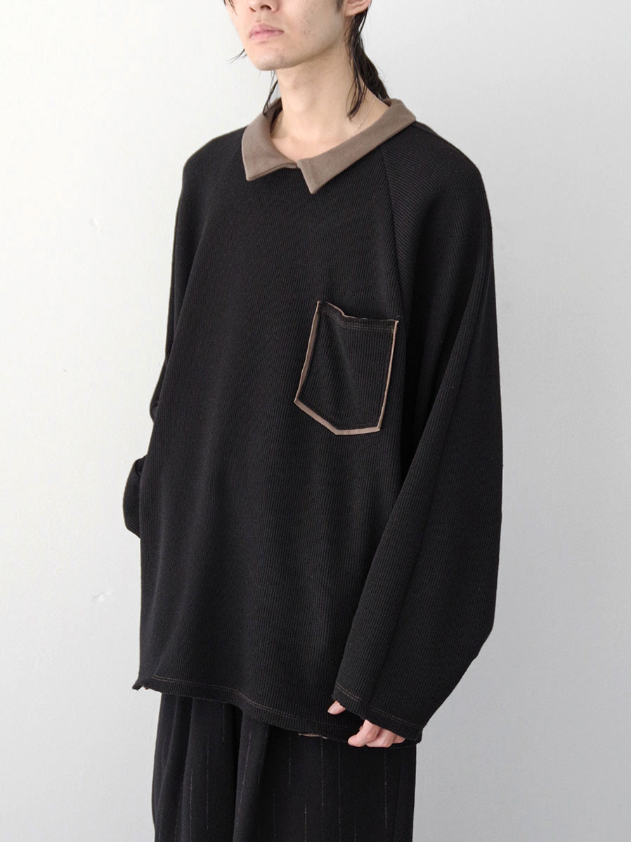 【EXCLUSIVE】EMAM × SHELTER "REGULAR COLLAR PULLOVER" - Black Mocha