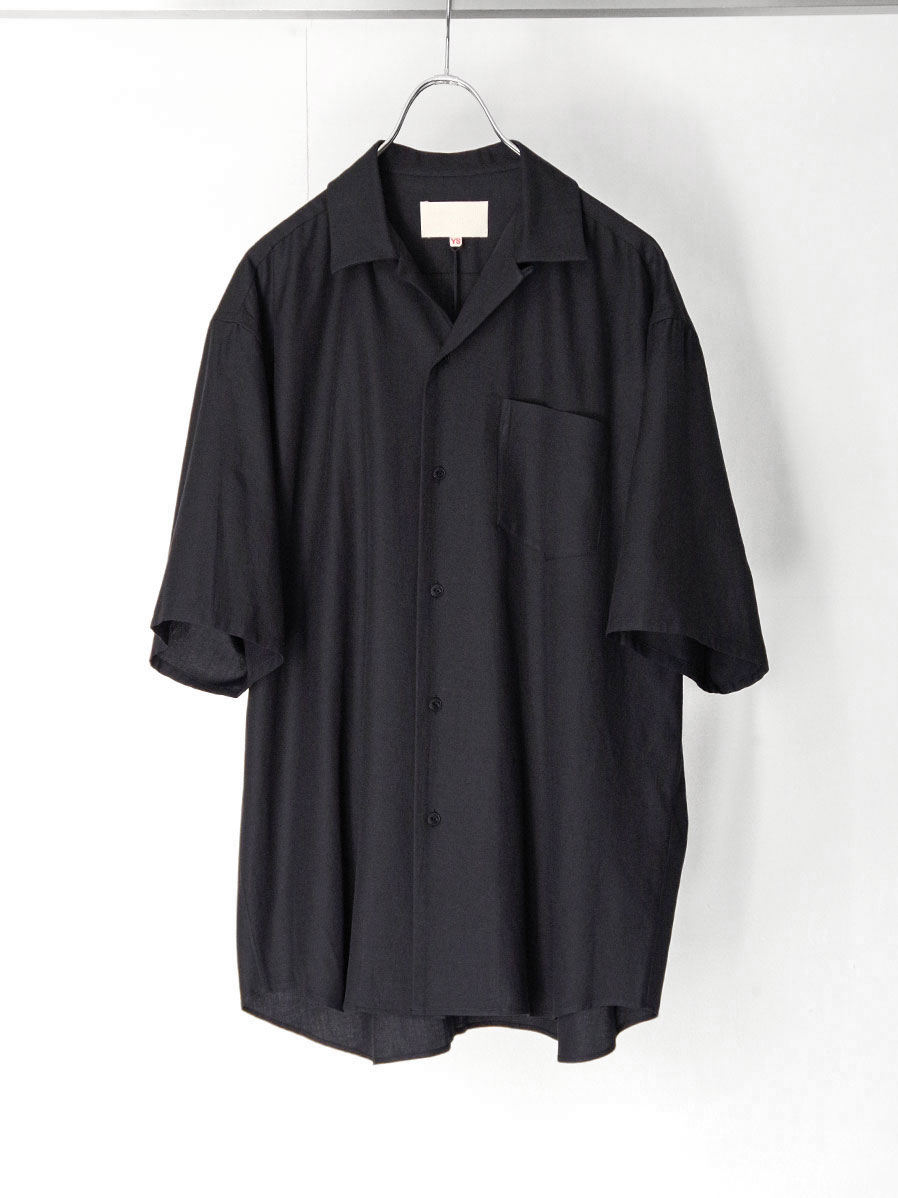 YOKO SAKAMOTO "OPEN COLLAR S/S SHIRT" - BLACK