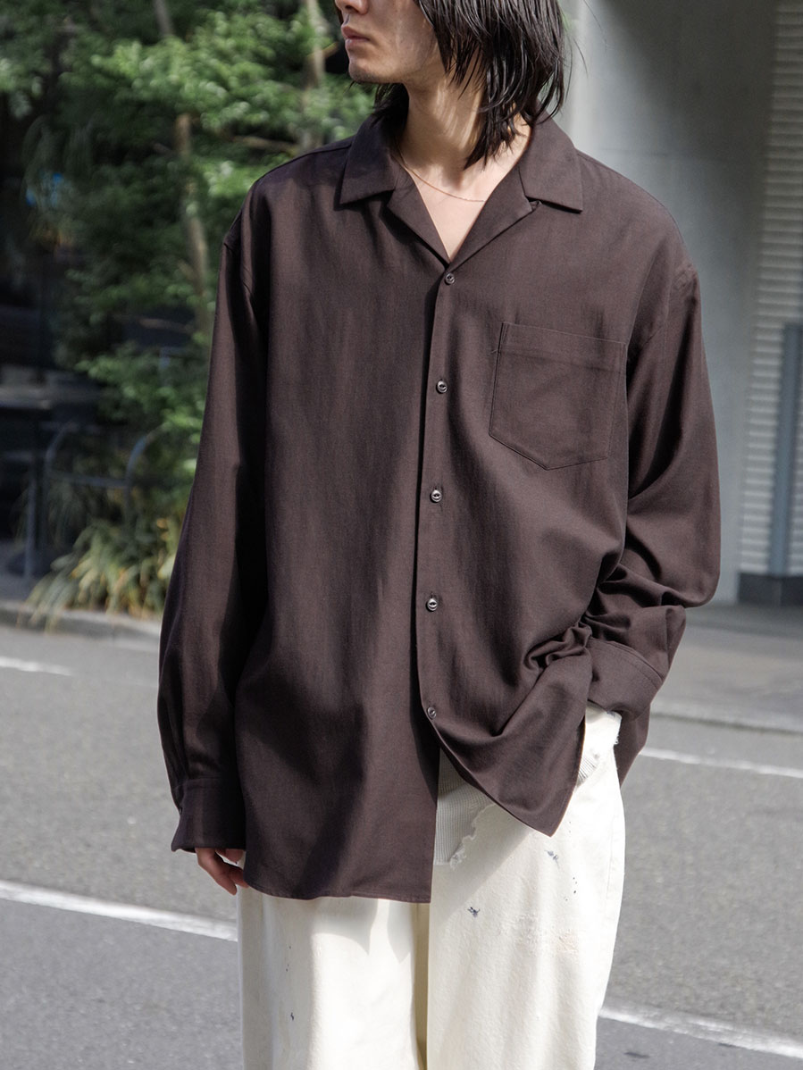 YOKO SAKAMOTO "OPEN COLLAR SHIRT" - BROWN