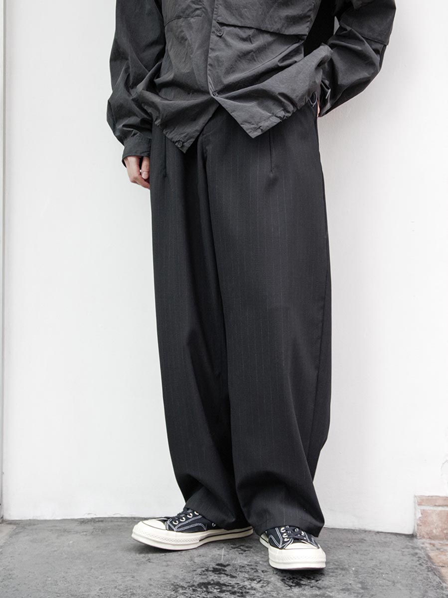 soe "Darts Easy Trousers" - BLACK/WHITE （PIN STRIPE）