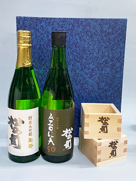 松の司 純米大吟醸 陶酔 720ml と 松の司 ＡＺＯＬＬＡ50 アゾラ 純米大吟醸 720ml 一合枡2個入り