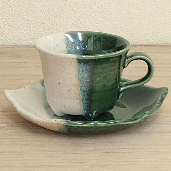 コーヒーカップソーサー 織部木の葉 陶器 和食器 業務用食器 商品番号：3d65451-026