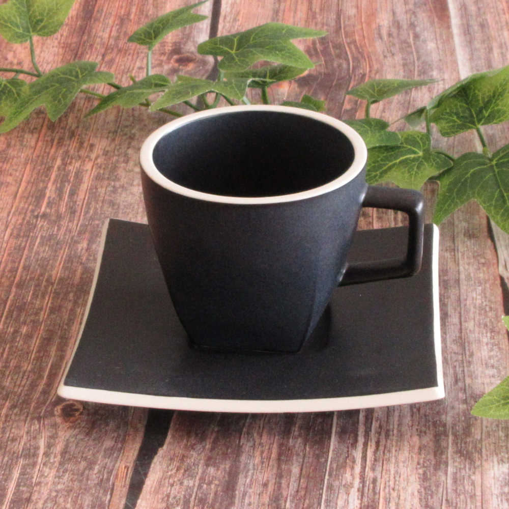 コーヒーカップソーサー おしゃれ 陶器 カップアンドソーサー 食器 四季彩陶器 美濃焼 業務用 カルマ カーボンブラック 12931052 12931055