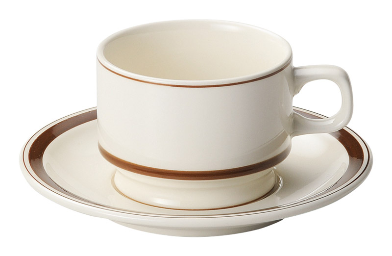 光洋陶器 カントリーサイド コーヒーカップソーサー 高台 スタッキング おしゃれ カップアンドソーサー 210ml 陶器 四季彩陶器 美濃焼 業務用 食洗器対応  ダークブラウン 13426062-16126055