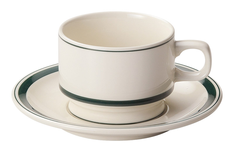 光洋陶器 カントリーサイド コーヒーカップソーサー 高台 スタッキング おしゃれ カップアンドソーサー 210ml 陶器 四季彩陶器 美濃焼 業務用 食洗器対応 来客用 モスグリーン 13427062-16127055