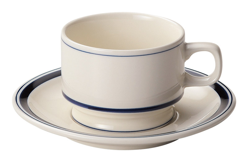 光洋陶器 カントリーサイド コーヒーカップソーサー 高台 スタッキング おしゃれ カップアンドソーサー 210ml 陶器 四季彩陶器 美濃焼 業務用 食洗器対応 来客用 ネイビーブルー 13428062-16128055