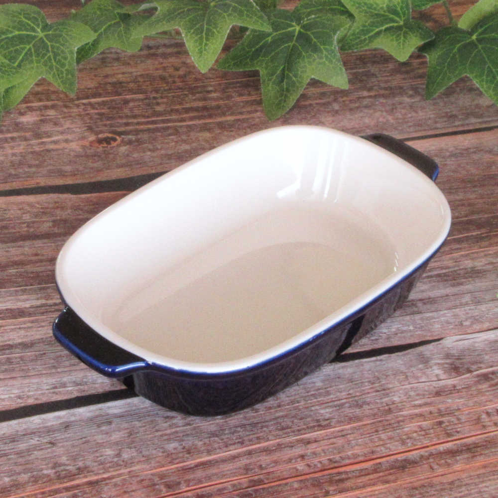グラタン皿 おしゃれ 耐熱皿 19cm 350ml オーブン対応 オブロングラタン 四季彩陶器 美濃焼 業務用 カントリーサイド ネイビーブルー 13428086