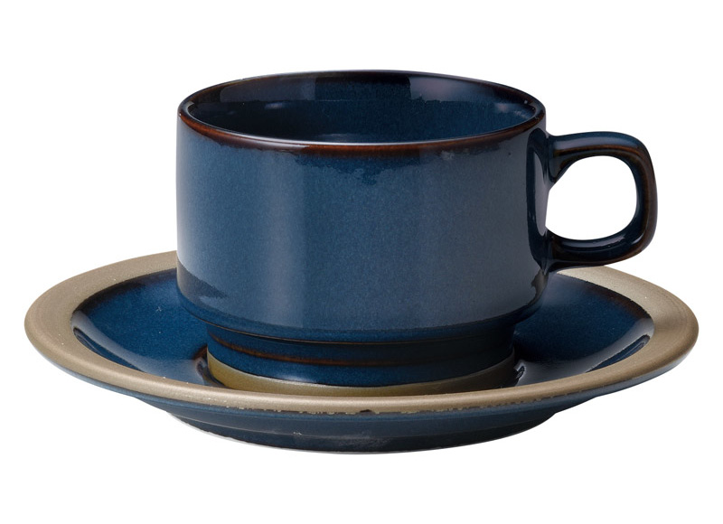 コーヒーカップソーサー おしゃれ 高台 スタッキング カップアンドソーサー 210ml 陶器 四季彩陶器 美濃焼 業務用 食洗器対応 カントリーサイド レイクブルー 13487062-16187055