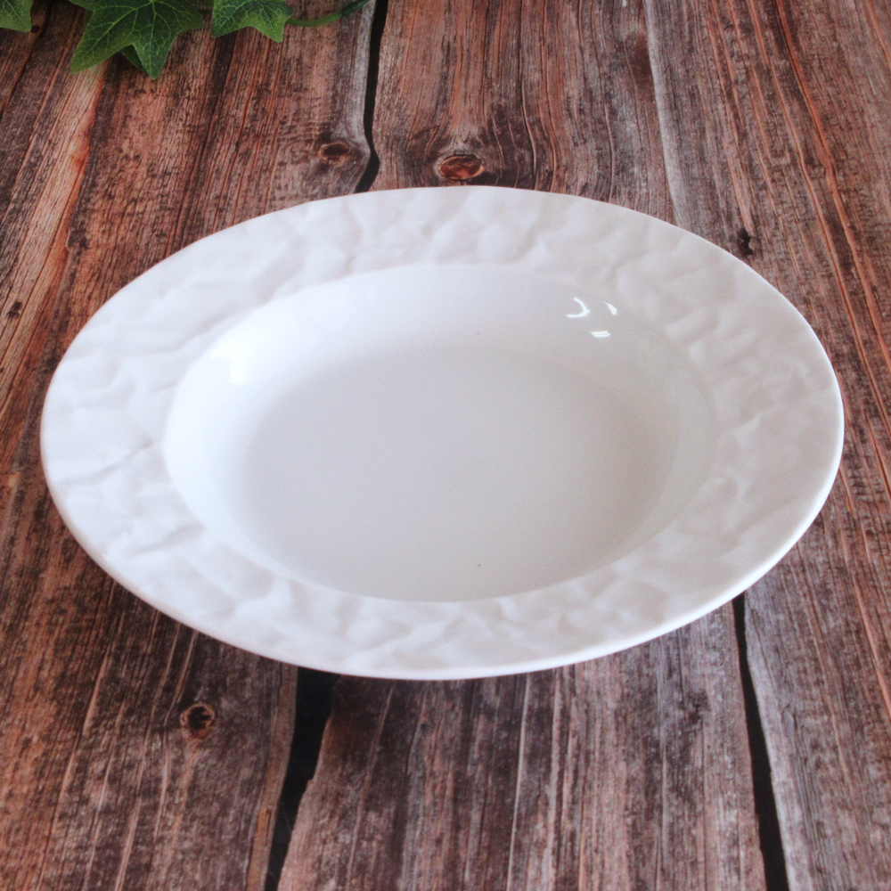スープ皿 25.5cm リムスープ皿 おしゃれ くぼみ スープ皿 白 四季彩陶器 業務用 美濃焼 グラヴェール パピエ リム ビスク 13700110