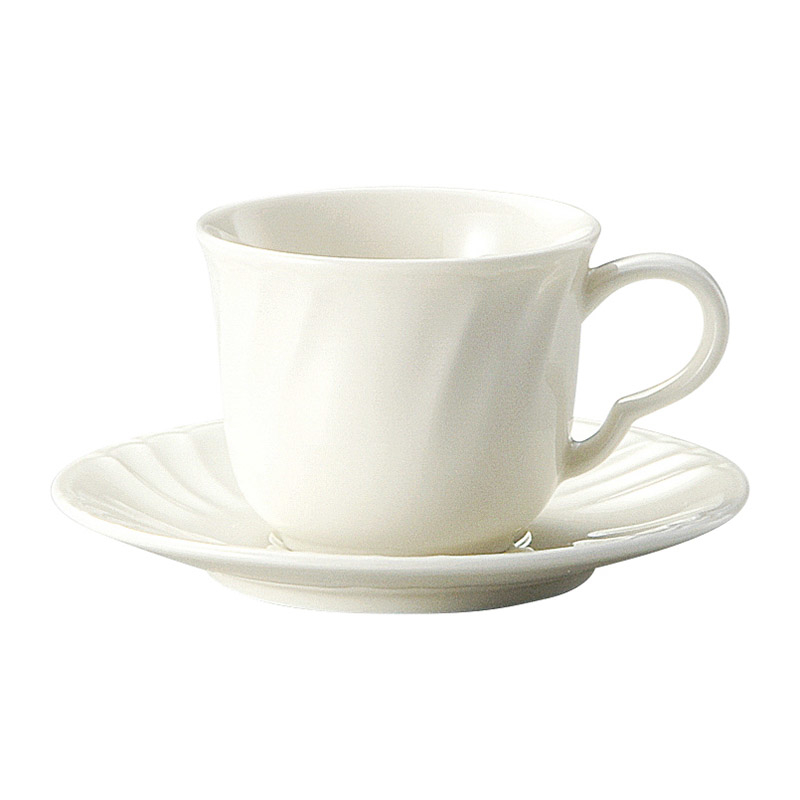 コーヒーカップソーサー おしゃれ 大きめ 陶器 カップアンドソーサー アメリカン 白い食器 洋食器 四季彩陶器 美濃焼 業務用 シフォーン 15120051-15120055