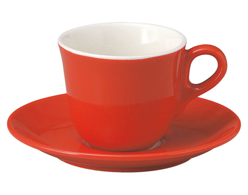 コーヒーカップソーサー おしゃれ カップアンドソーサー 185ml 陶器 赤 四季彩陶器 美濃焼 業務用 食洗器対応 来客用 マーレ 17040052-17040055