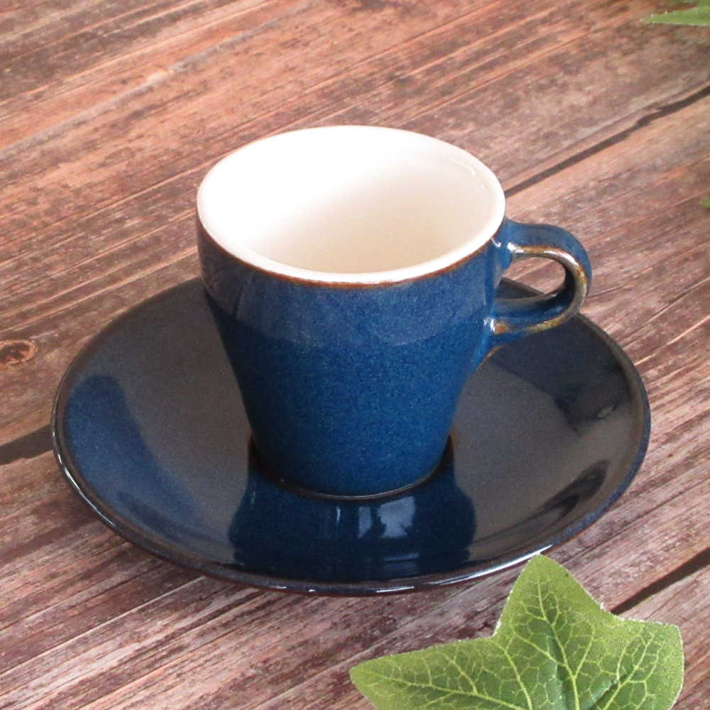 コーヒーカップソーサー エスプレッソカップ 小さめ おしゃれ 陶器 ネイビー カップアンドソーサー 四季彩陶器 美濃焼 業務用 イラーレ ディープブルー 19786458 17086059