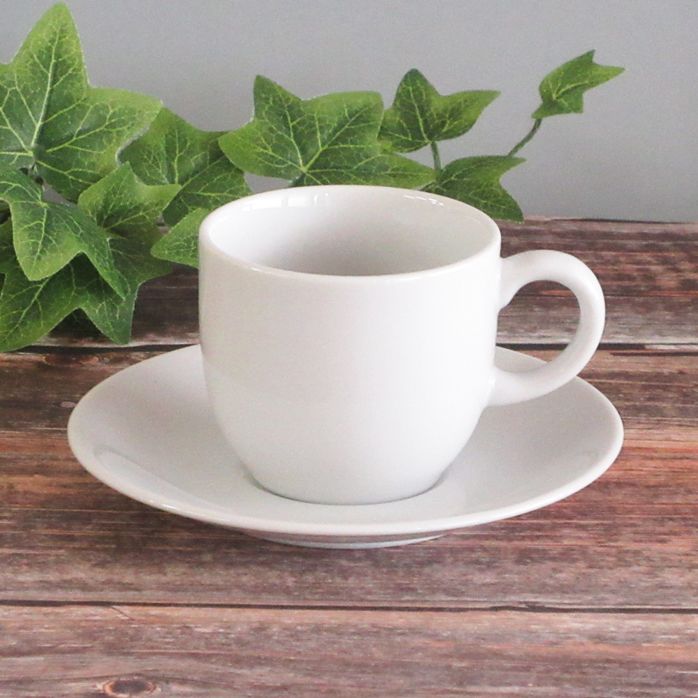 コーヒーカップソーサー 白 陶器 カップアンドソーサー 200ml 陶器 四季彩陶器 美濃焼 業務用 食洗器対応 ポポラーレ 50800052-50600055