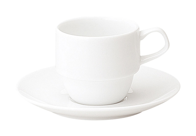 陶器 コーヒーカップ ソーサー スタッキング おしゃれ カップアンドソーサー 185ml 白磁 日本製 四季彩陶器 美濃焼 業務用 食洗器対応 来客用 モンターニュ 12700057 12700055