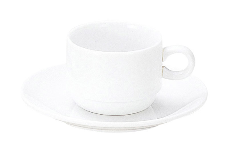陶器 コーヒーカップ ソーサー スタッキング おしゃれ カップアンドソーサー 170ml 白磁 日本製 四季彩陶器 美濃焼 業務用 食洗器対応 来客用 プラージュ 13800052 17000055